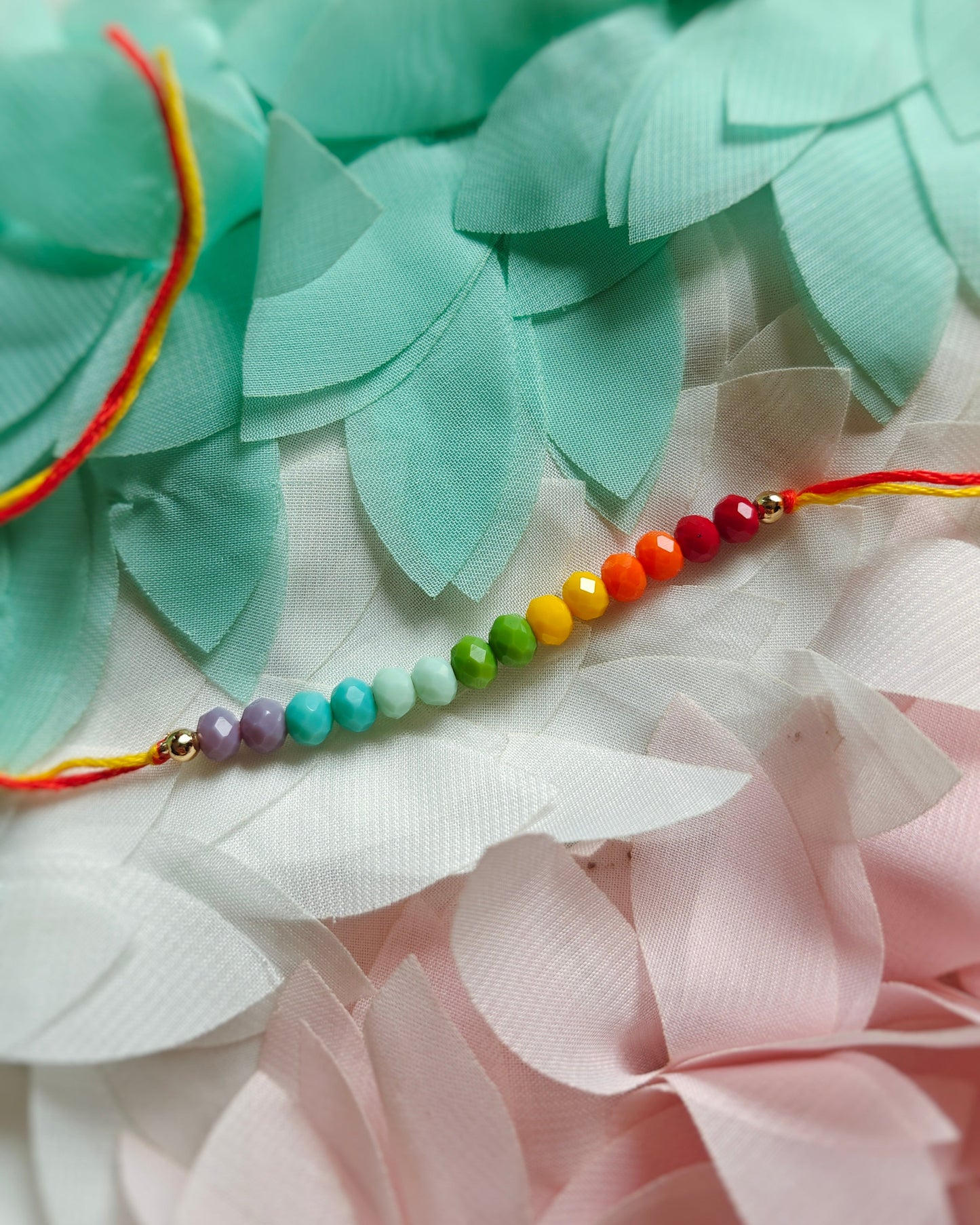 7 chakra double bead rakhi for brother with colorful gradient beads handmade rakhi 2026