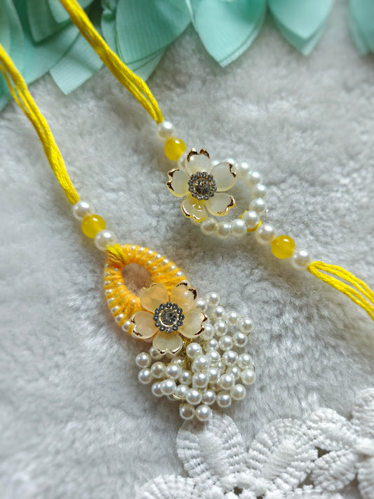Pearl Bloom Rakhi Lumba Set