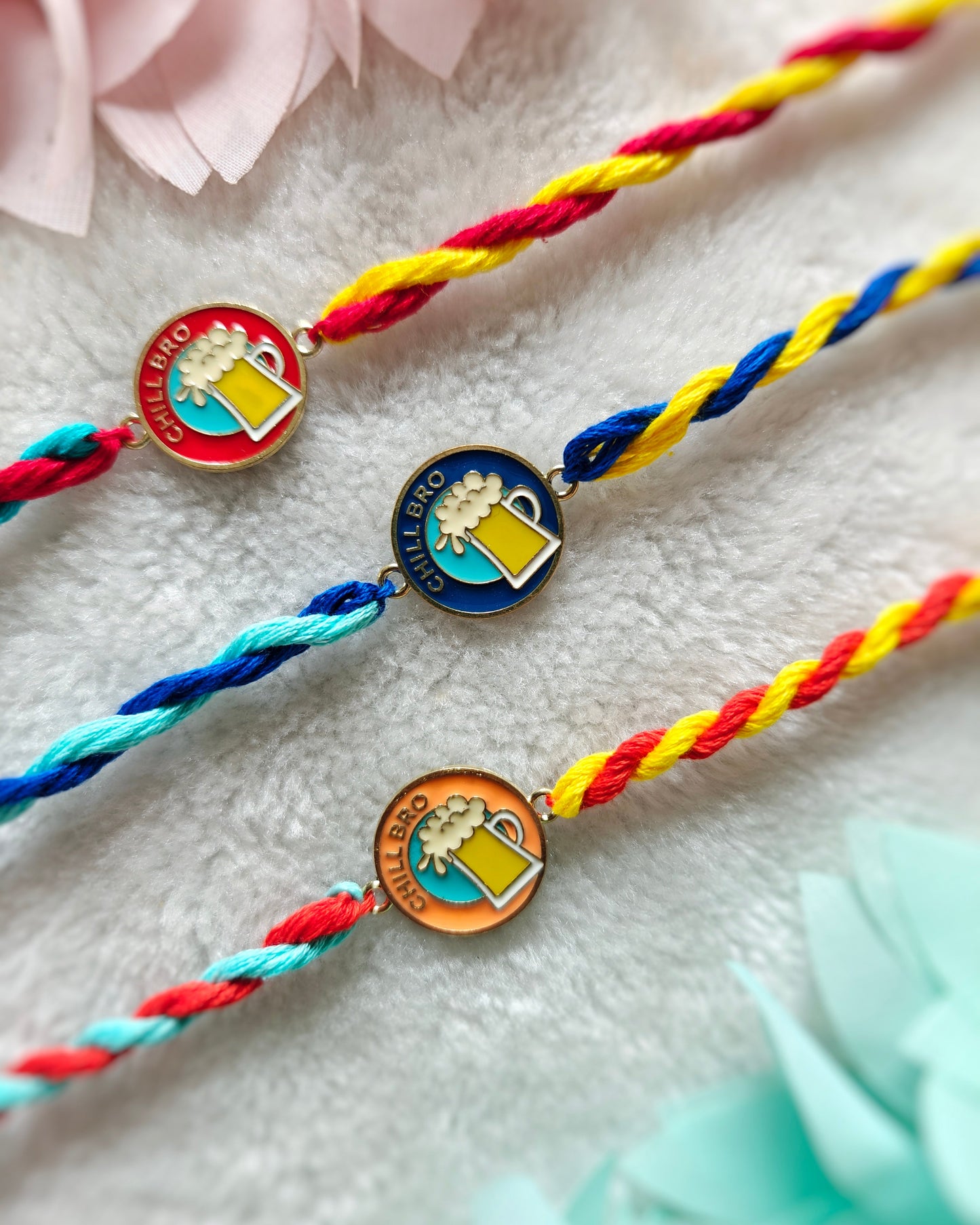 chill bro rakhi with beer mug design colorful thread funny rakhi for brother