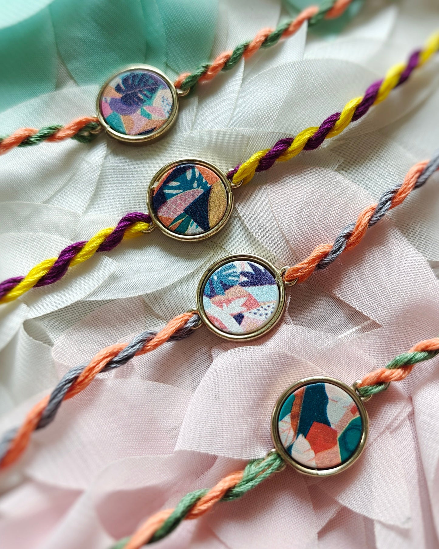 abstract designer rakhi for brother peach grey thread minimal rakhi 2026