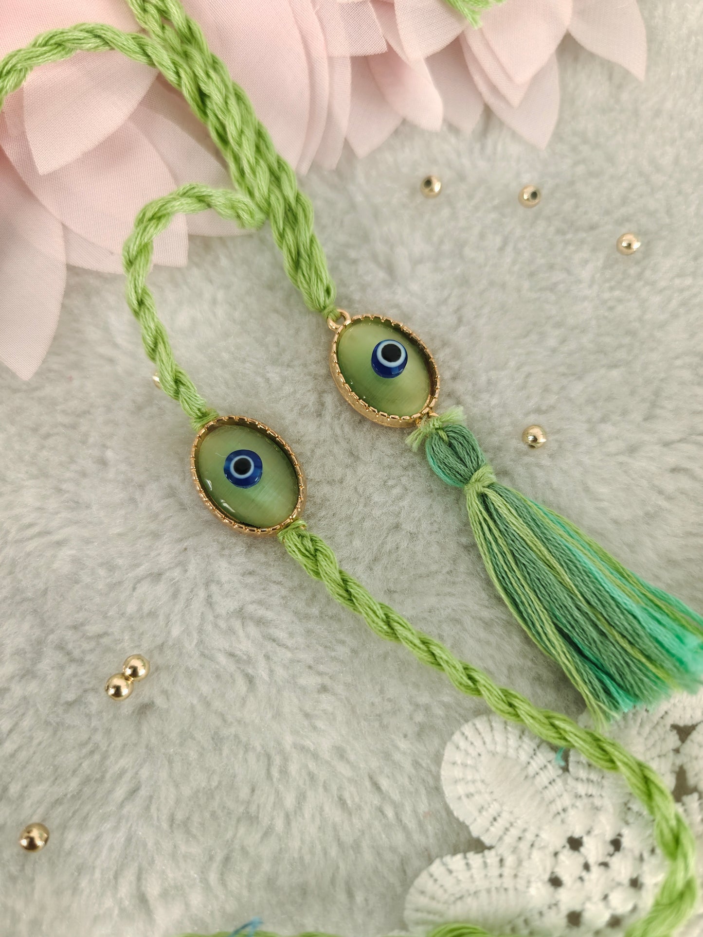 Evil Eye Oval Rakhi Lumba Set