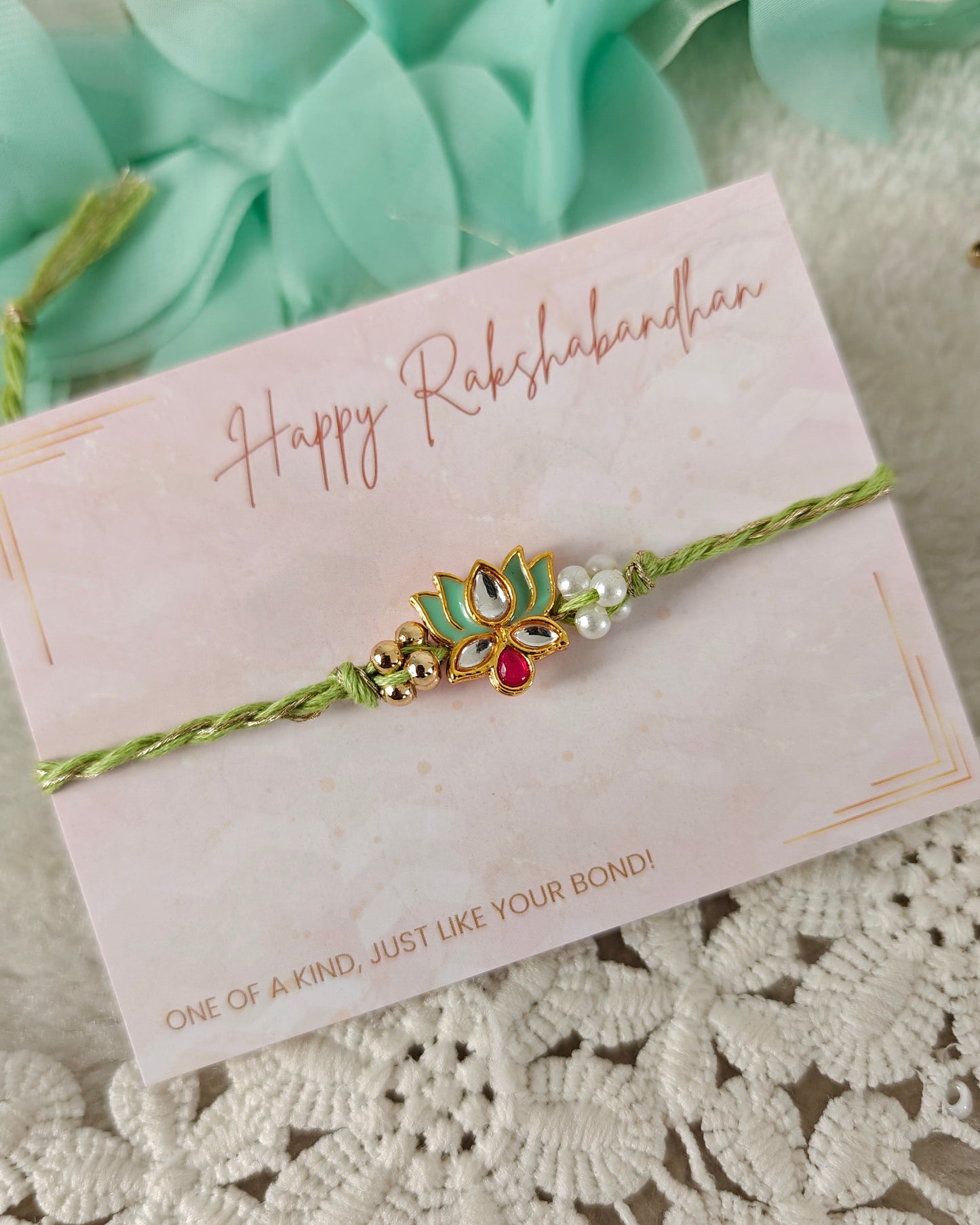 Lotus Kundan Rakhi