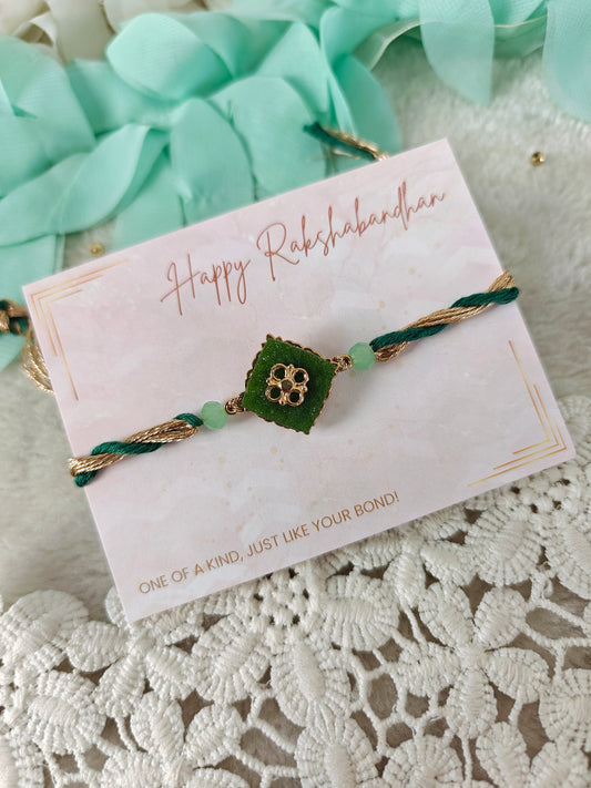 Petal Square Stone Rakhi