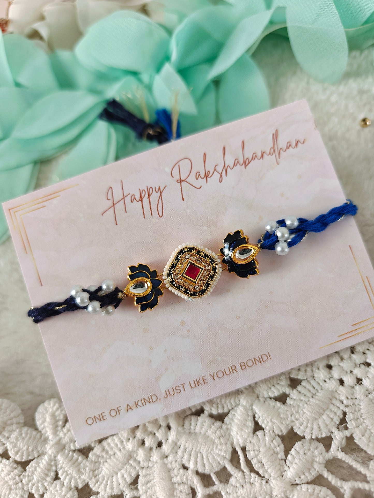 Royal Lotus Kundan Rakhi