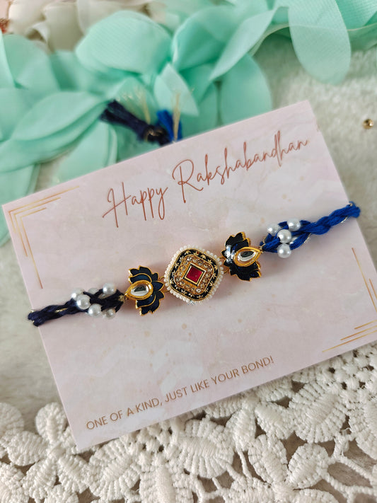 Royal Lotus Kundan Rakhi