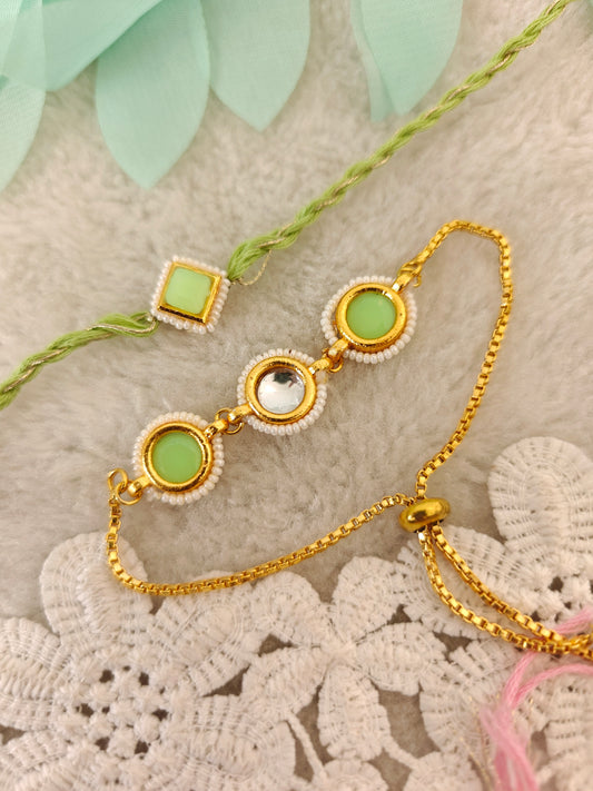 Pearl Minimal Rakhi Bracelet Couple Set
