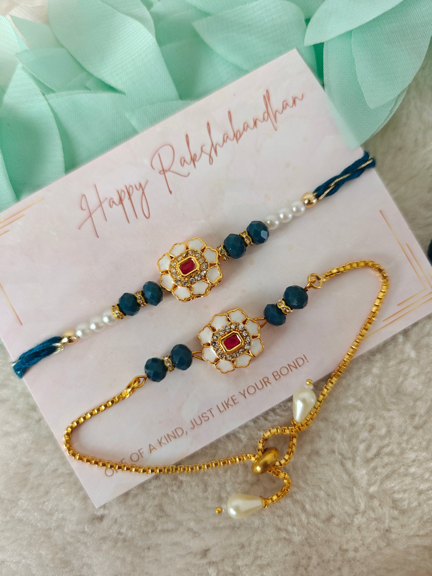 Regal Bloom Rakhi Bracelet Set