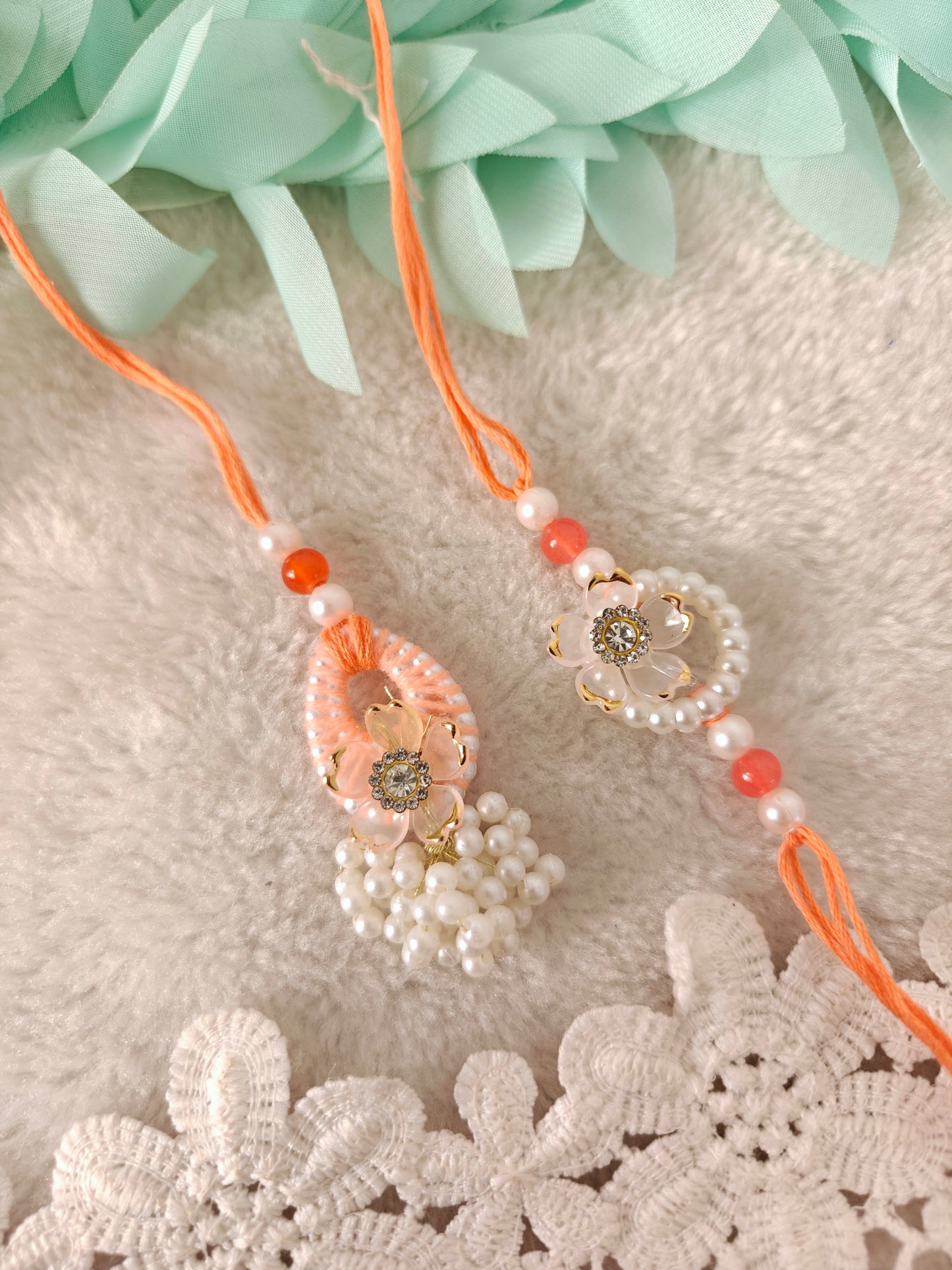 Pearl Bloom Rakhi Lumba Set