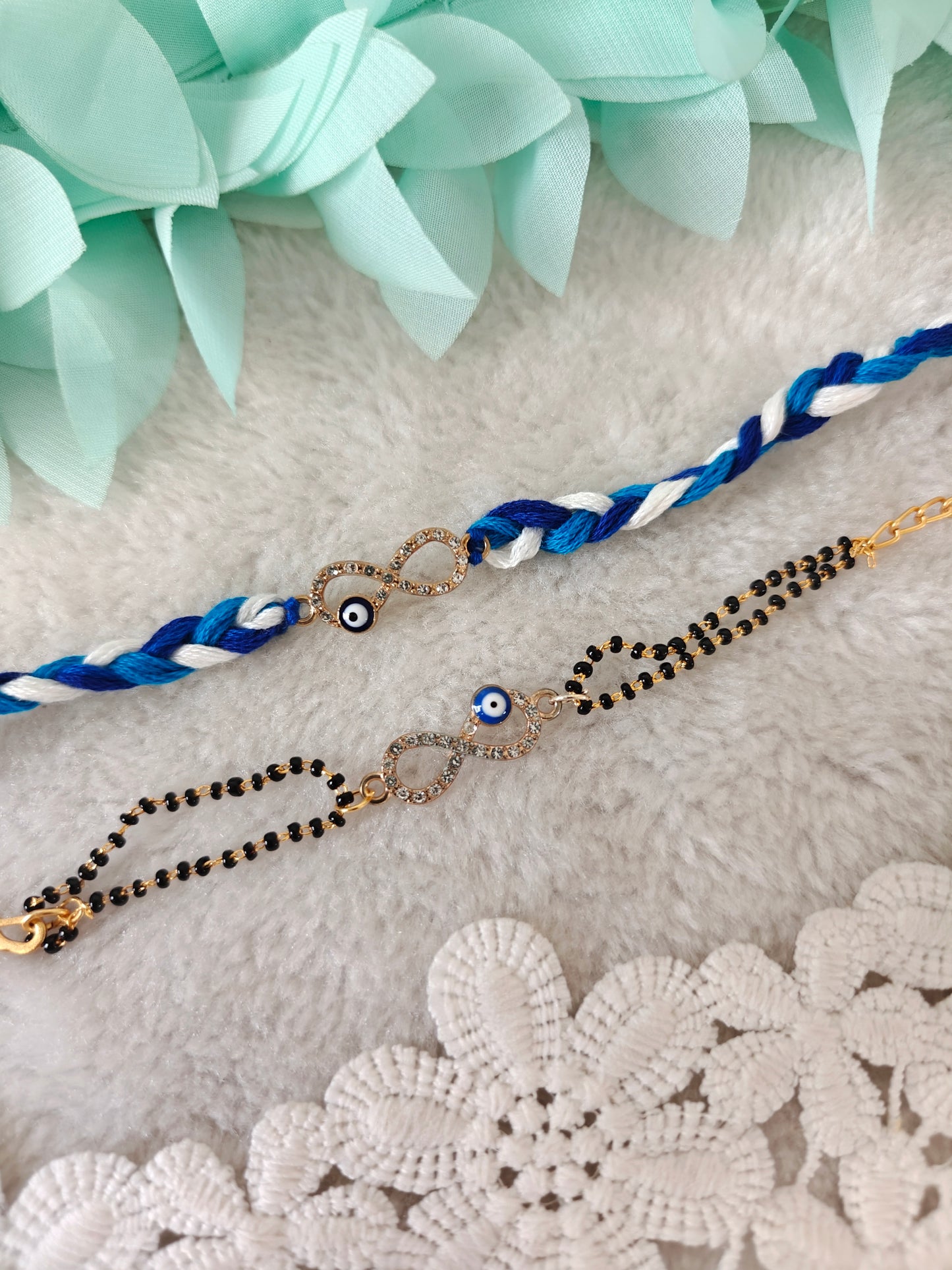 Infinity Evil Eye Eye Rakhi Mangalsutra Bracelet Set