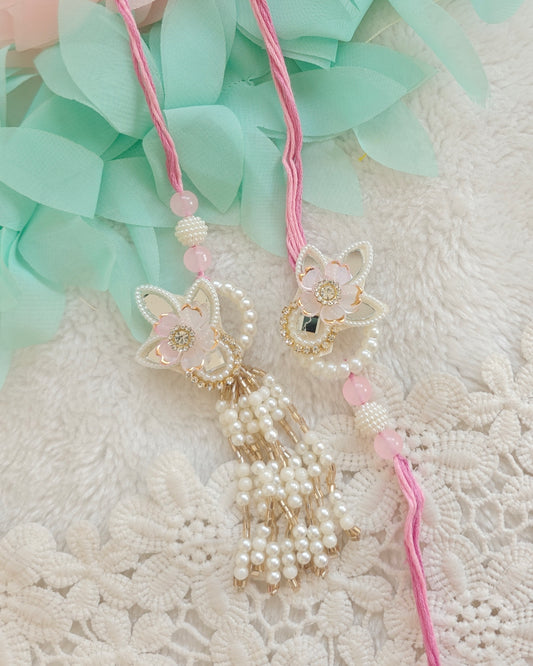 Pearl Petal Charm Rakhi Lumba Set