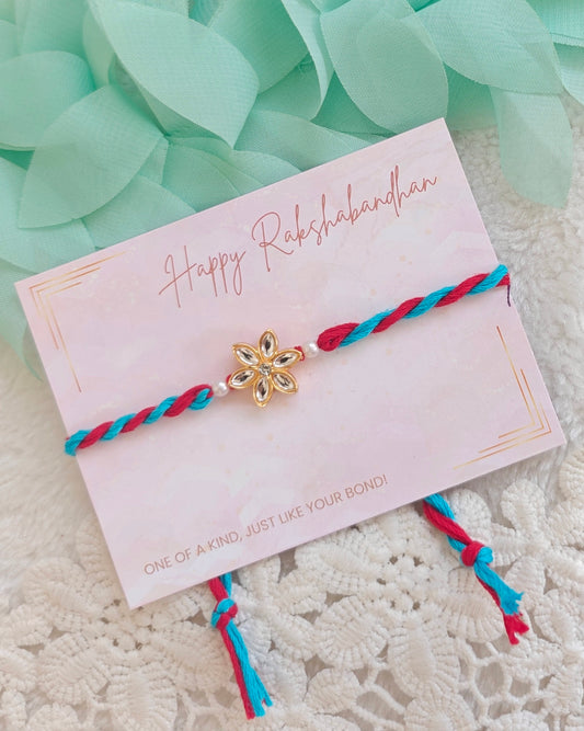 Floral Kundan Classic Rakhi