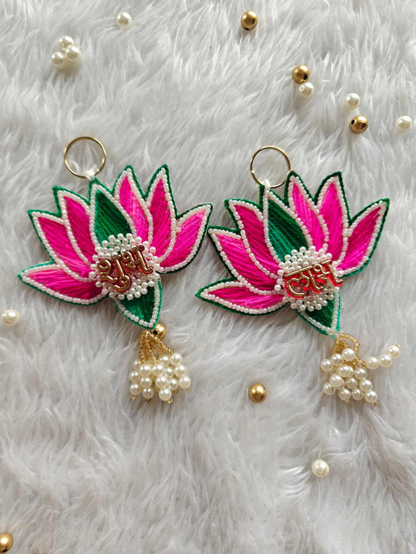 Threaded Lotus Shubh Labh Pair
