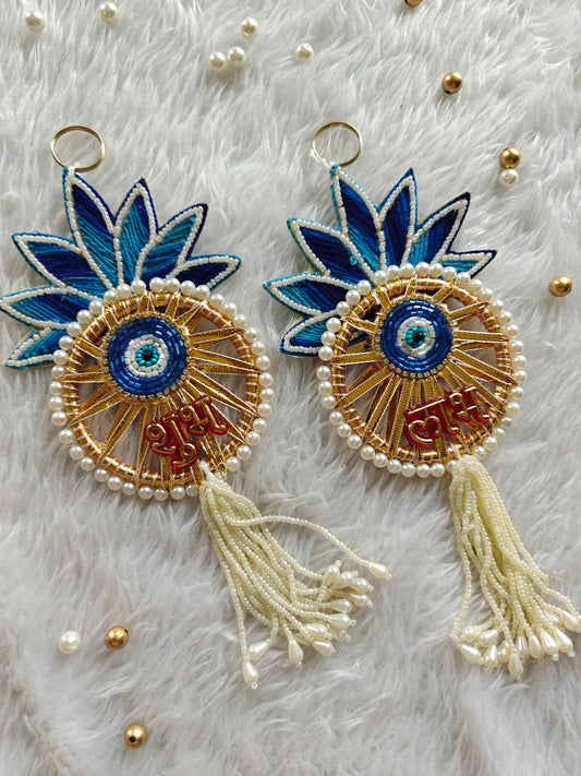 Lotus and Evil Eye Shubh Labh Pair