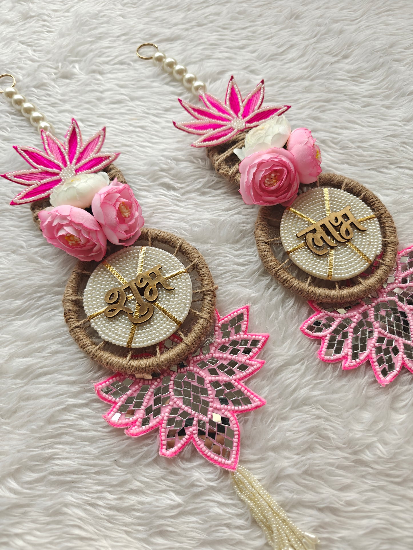 Floral Shubh Labh Jute Pair