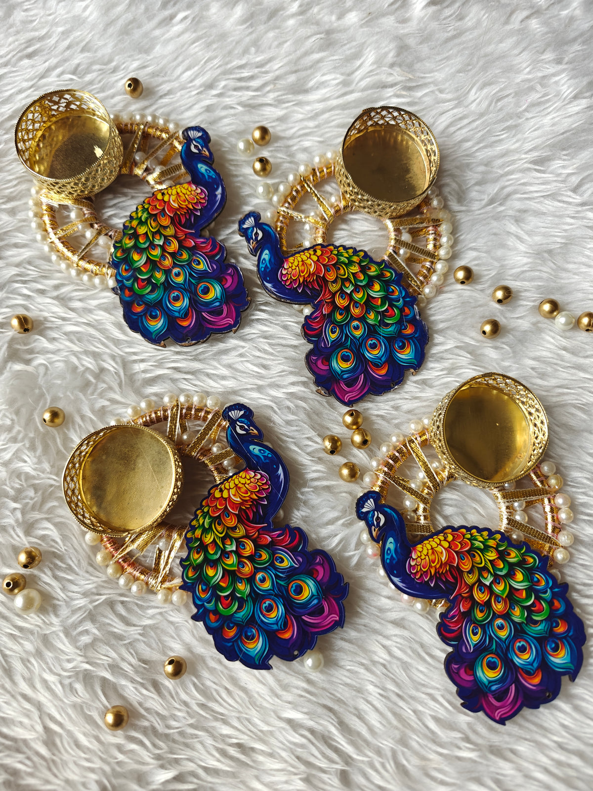 Peacock Grace Tealight Holder - Set of 2