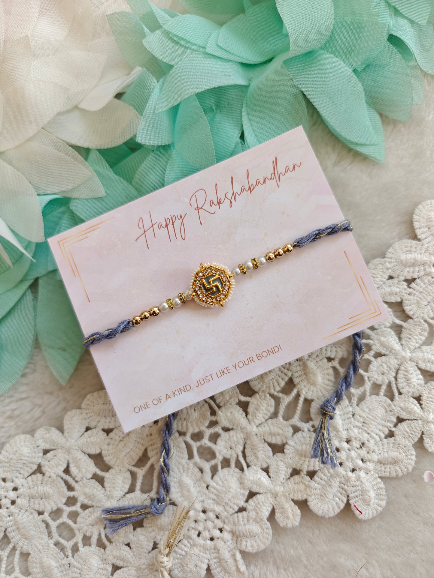 Auspicious Swastik Kundan Rakhi