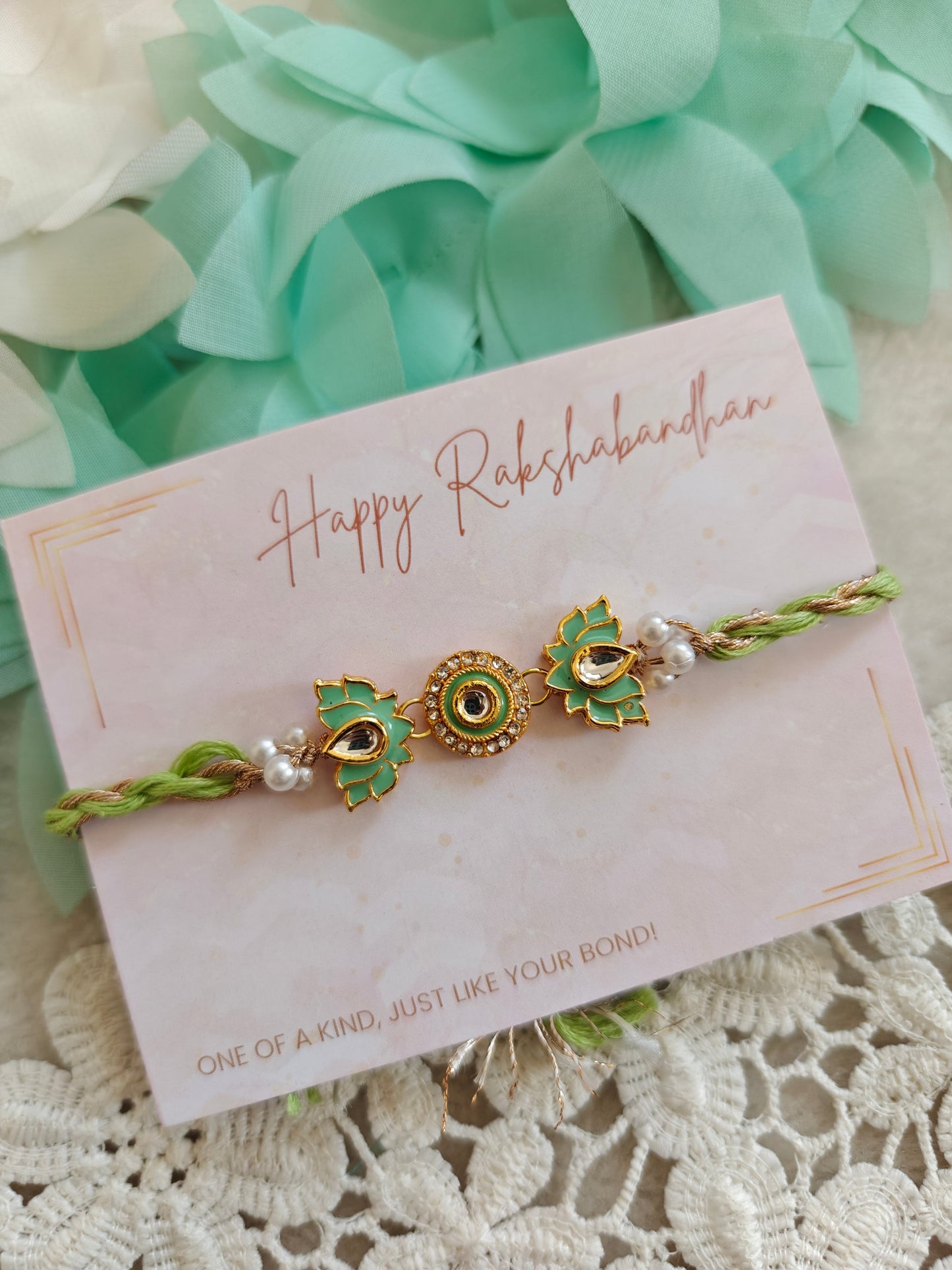 Lotus Kundan Rakhi