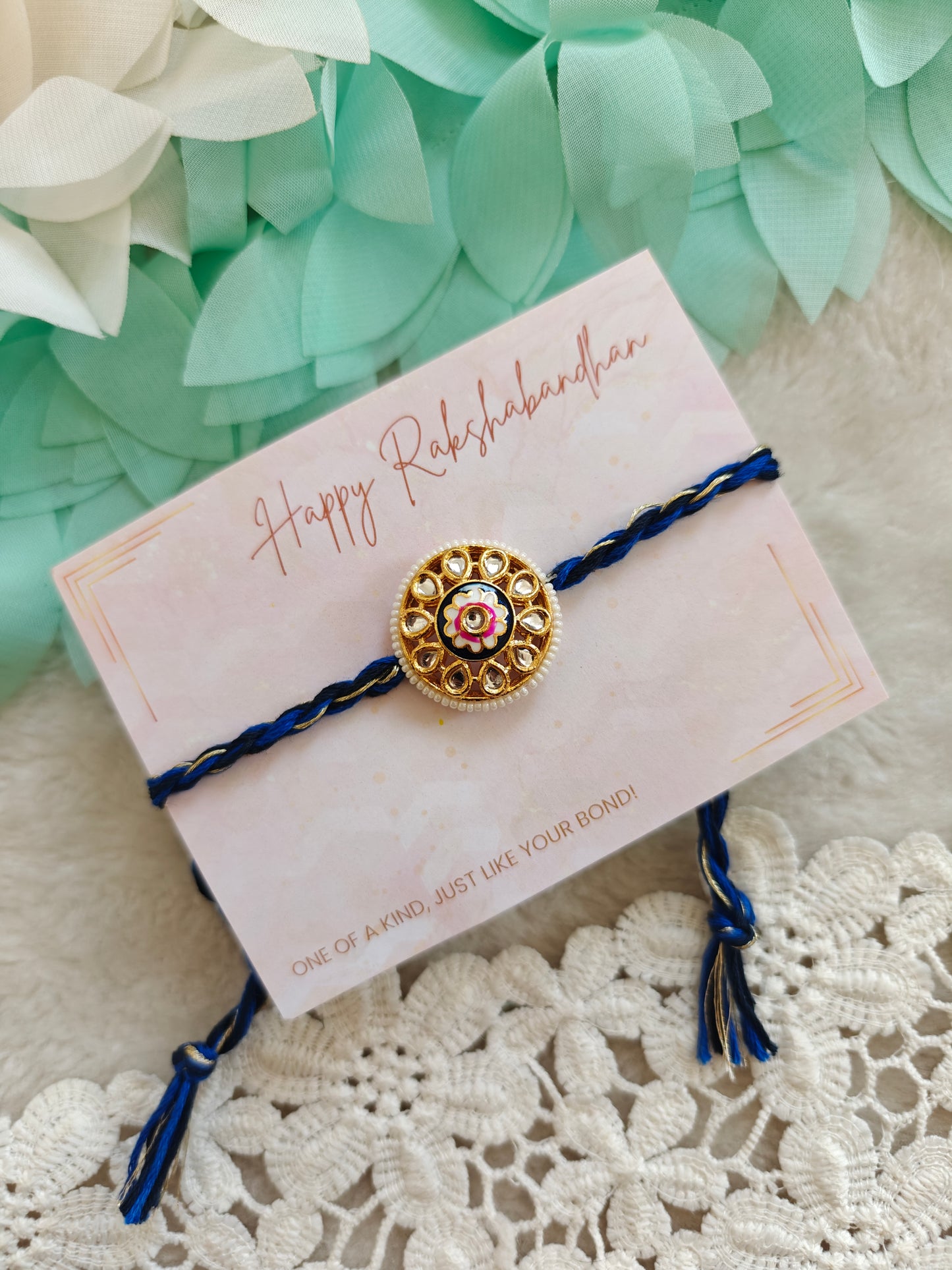 Floral Halo Kundan Rakhi