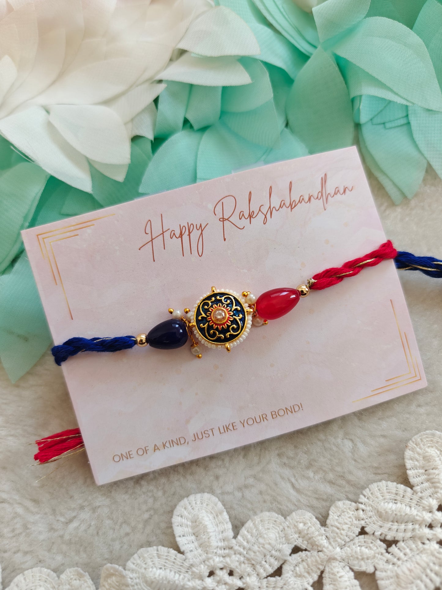 Pastel Kundan Rakhi