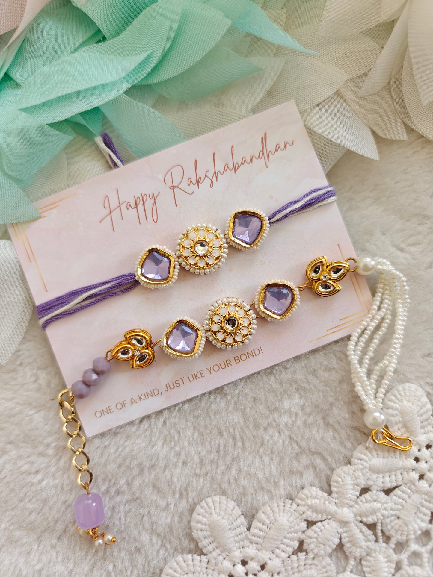 Floral Trio Rakhi and Bracelet Set