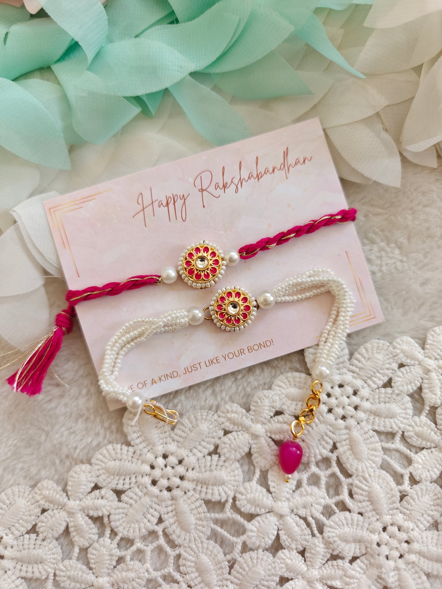 Kundan Medallion Rakhi and Bracelet Set