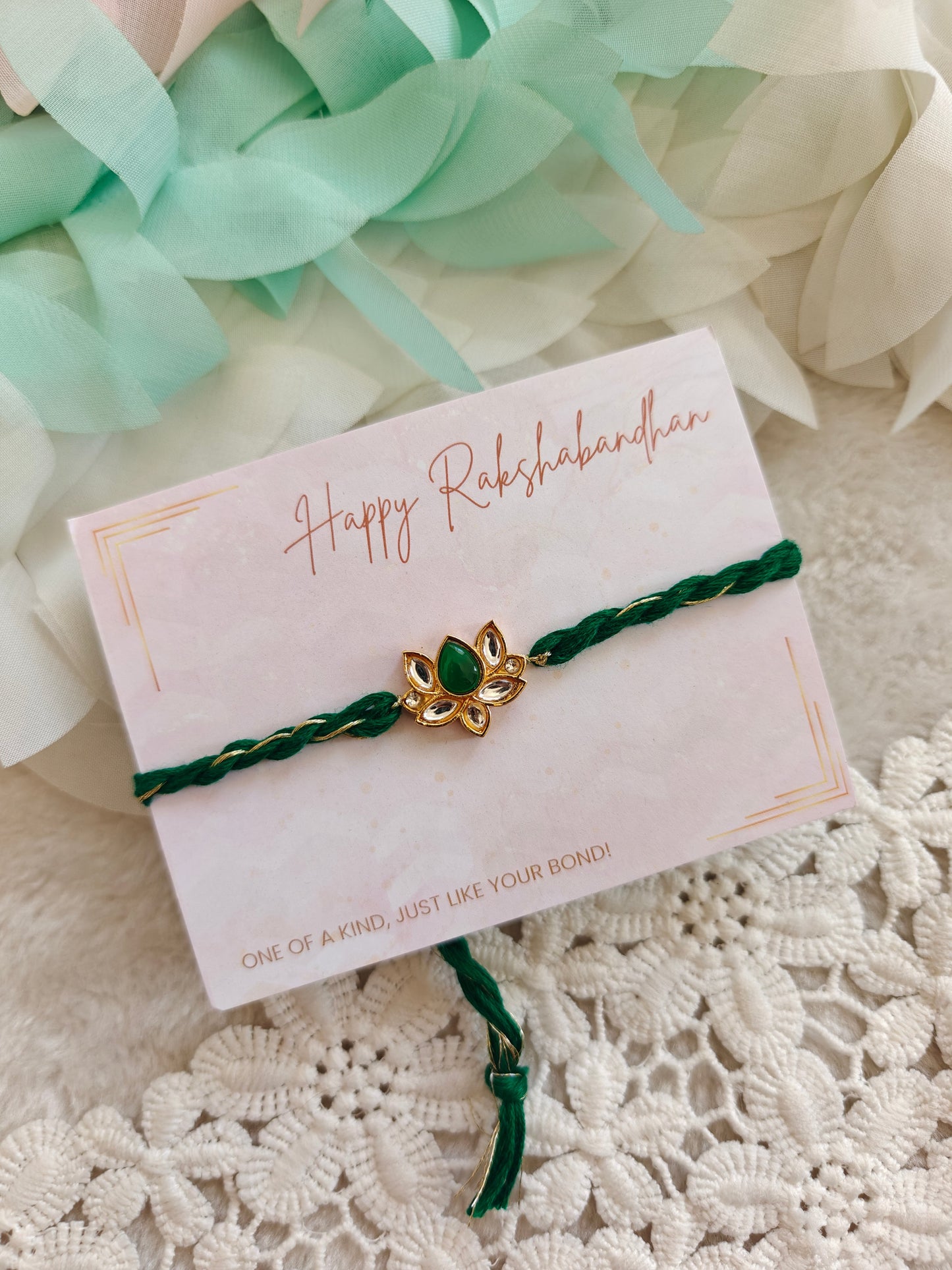 Kundan Lotus Rakhi Set of 2