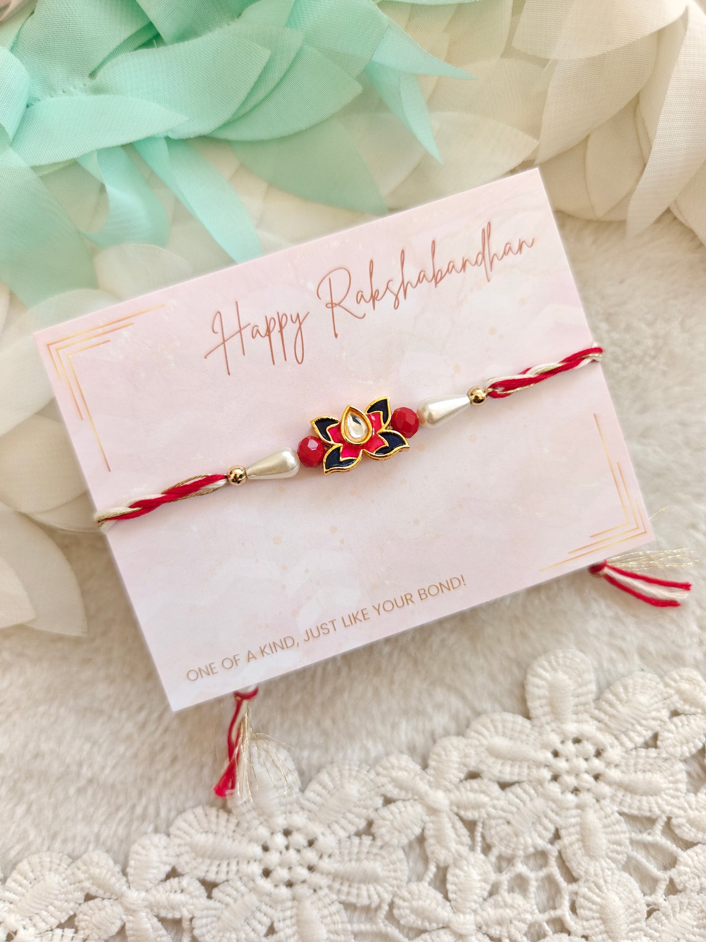 Classic Lotus Pearl Rakhi