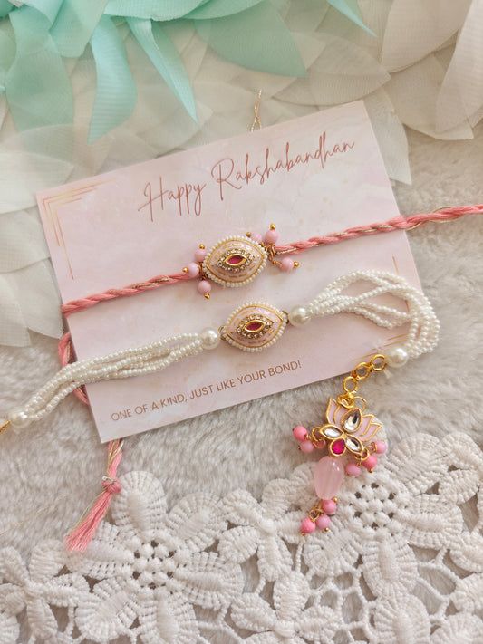 Emerald Lotus Rakhi Bracelet Set