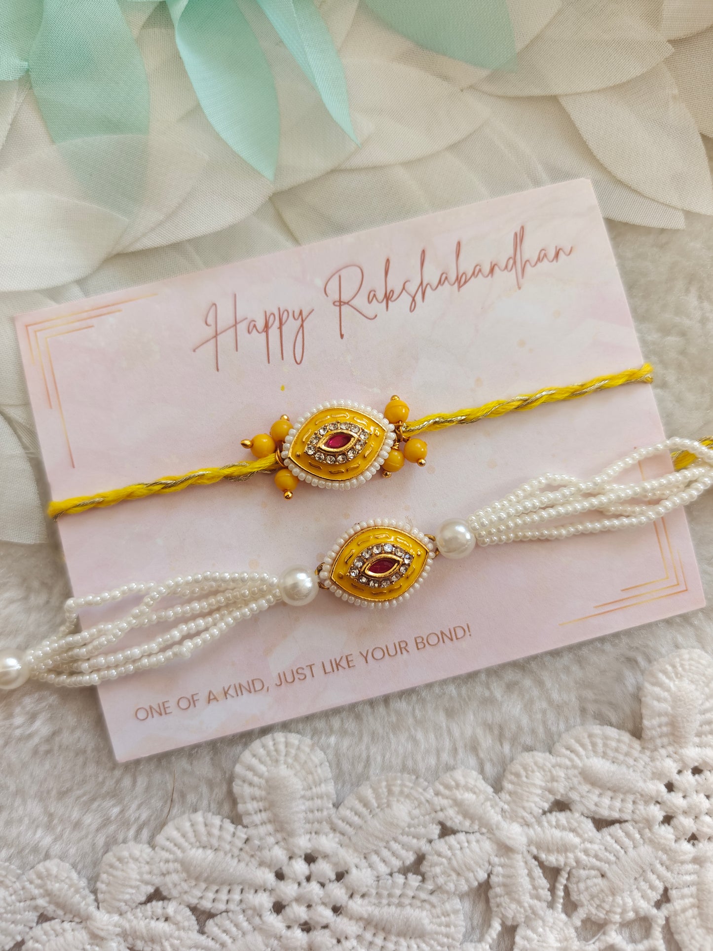 Emerald Lotus Rakhi Bracelet Set