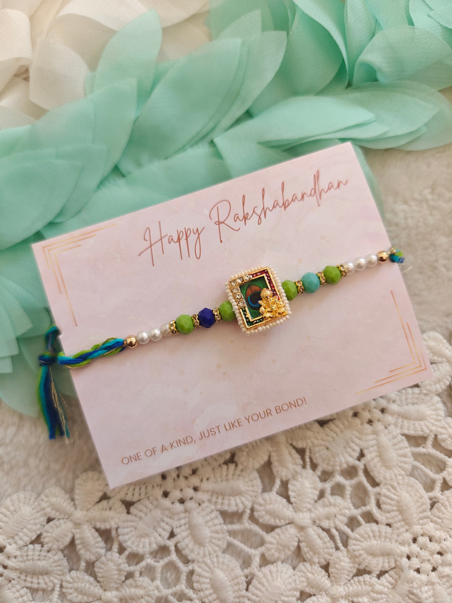 Ganesha Feather Charm Designer Rakhi
