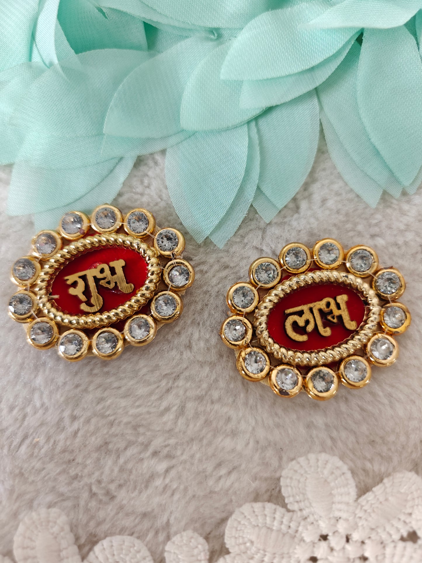 Shubh Labh Crystal Oval Pair