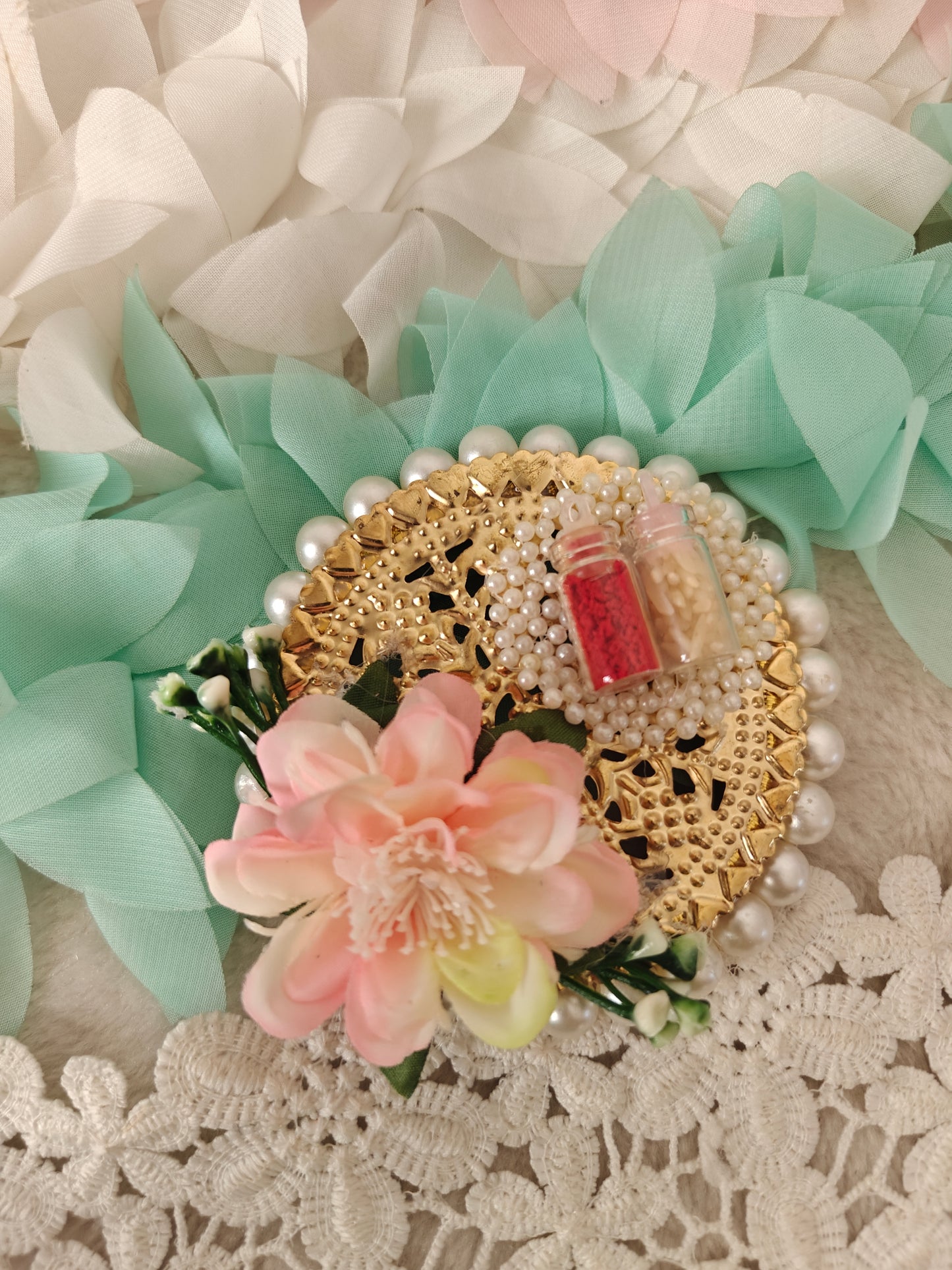 Pearl Blossom Roli Chawal Platter