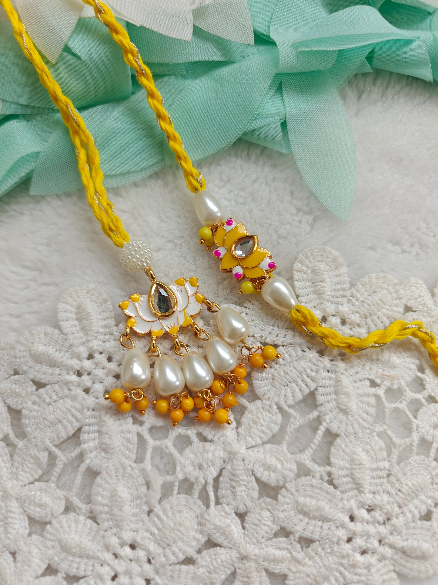 Minimal Lotus Charm Lumba Rakhi Set
