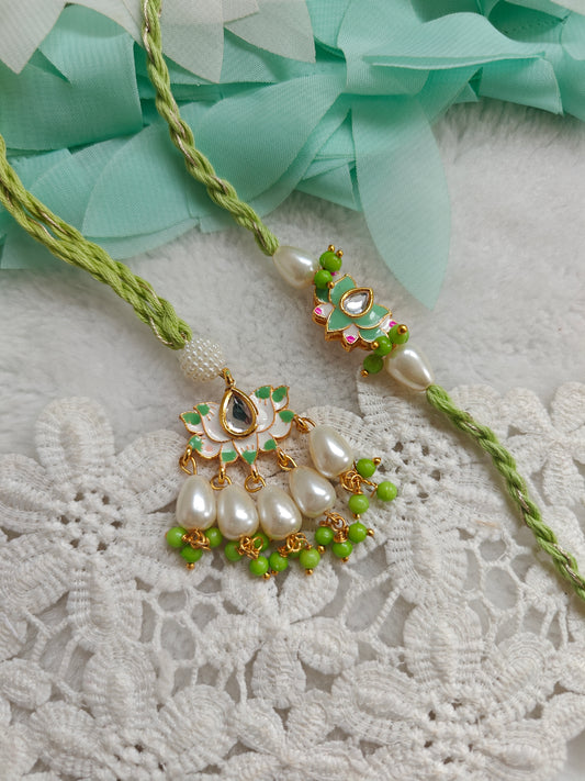 Minimal Lotus Charm Lumba Rakhi Set
