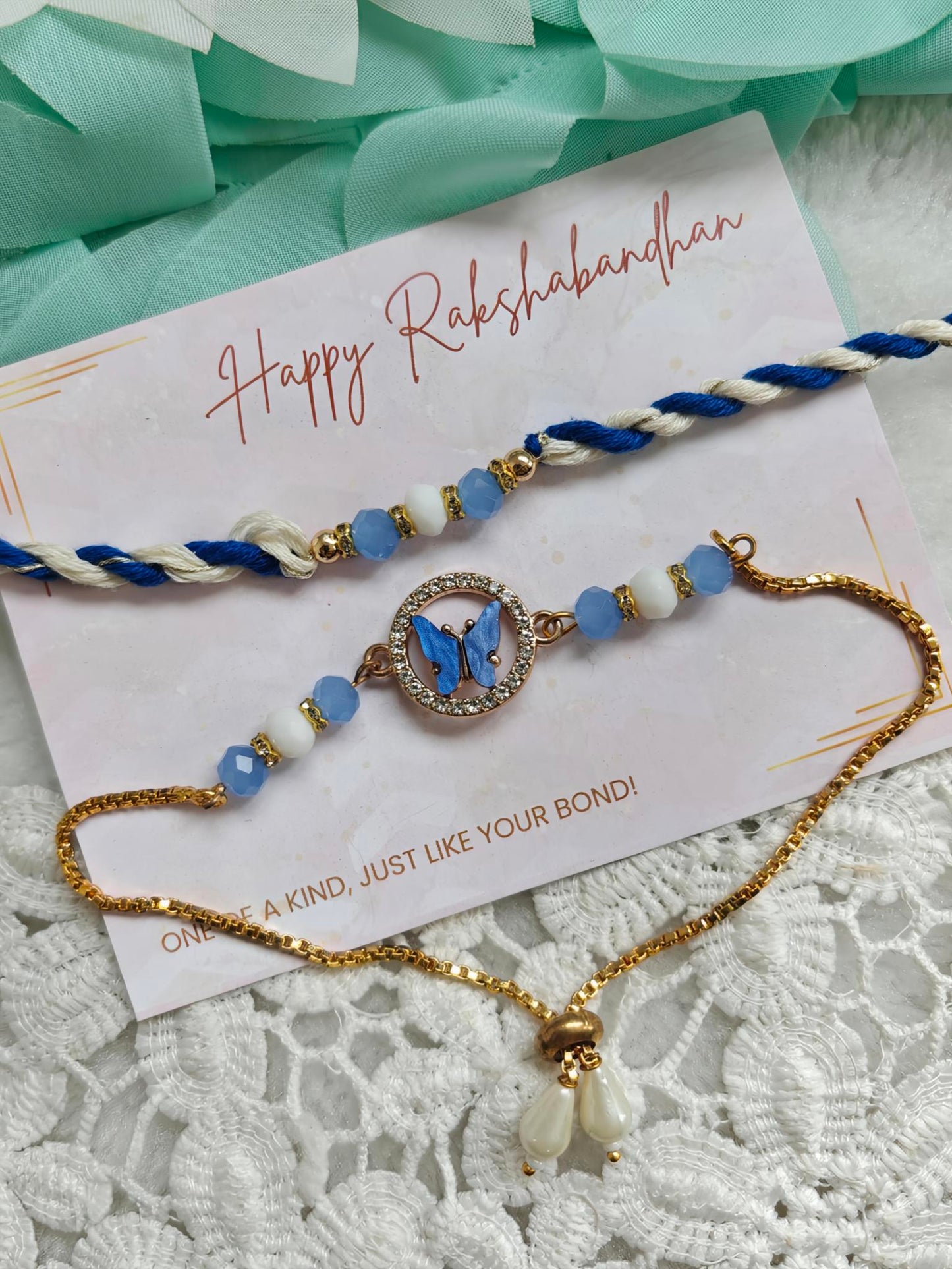 Butterfly Flutter Rakhi Bracelet Set