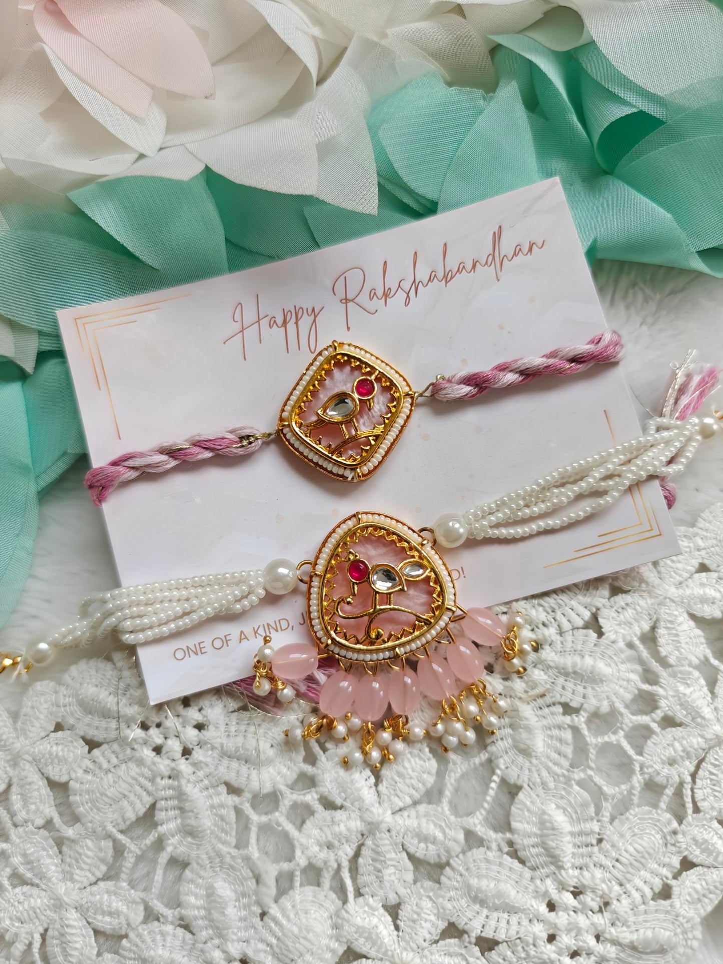 Parrot Kundan Jhumka Rakhi Bracelet Set