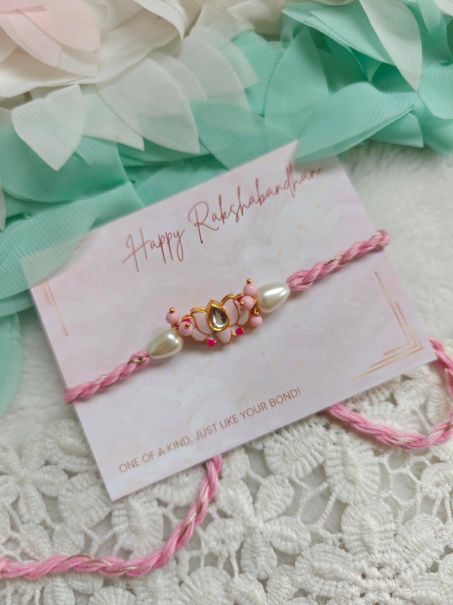 Lotus and Pearls Rakhi