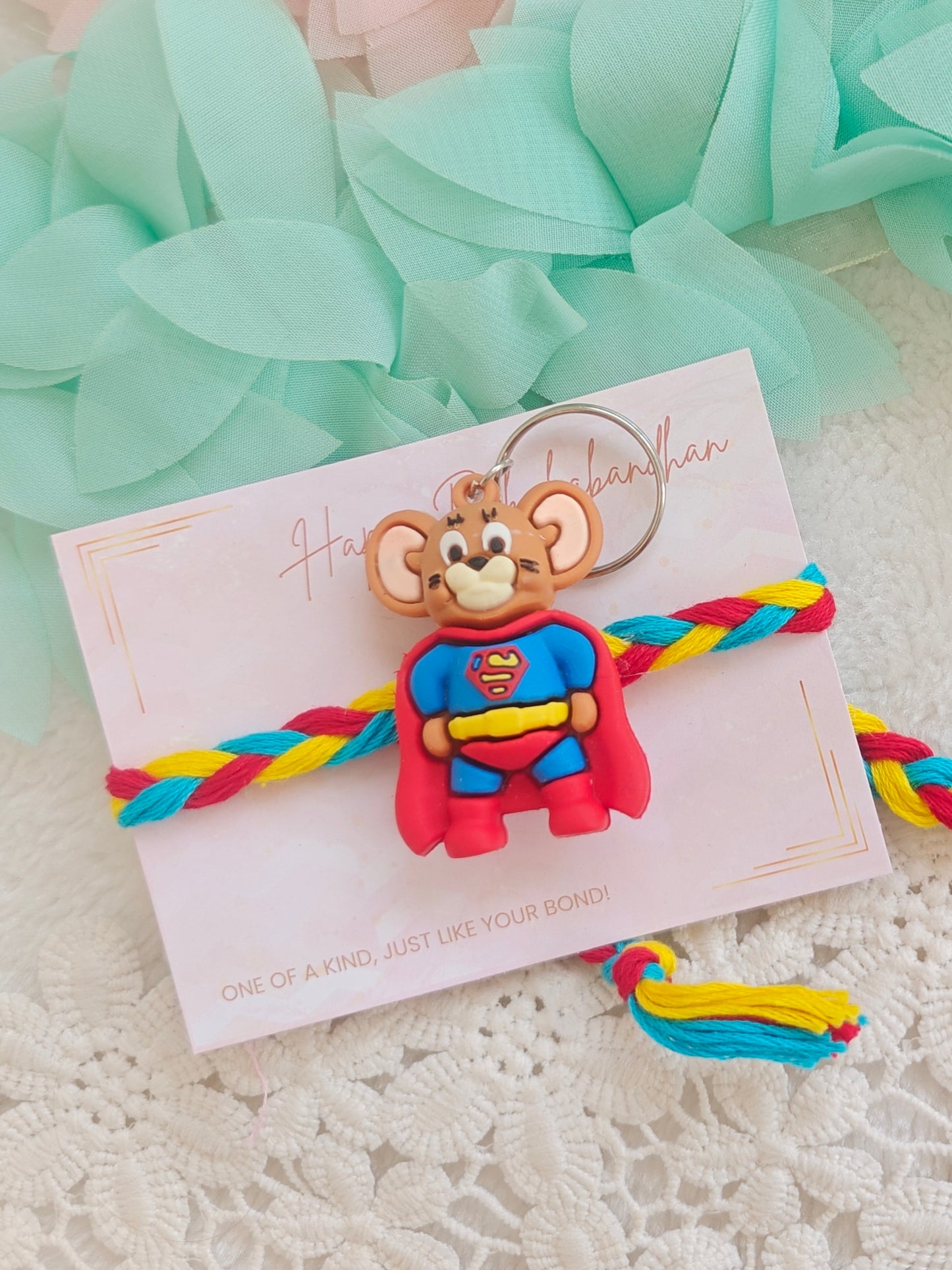 Super Jerry Mouse Kids Keychain Rakhi
