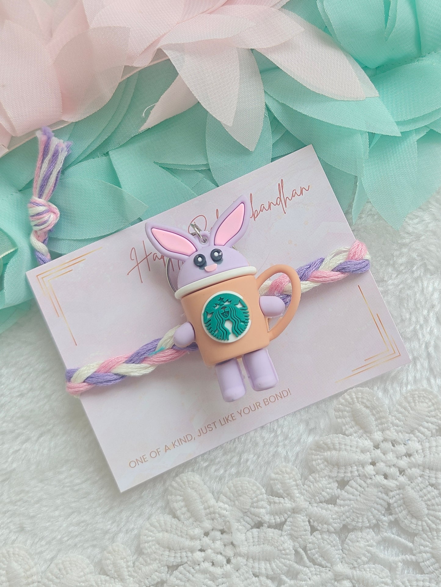 Bunny Coffee Kids Keychain Rakhi