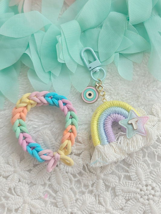 Pastel Rainbow Bag Charm Bracelet