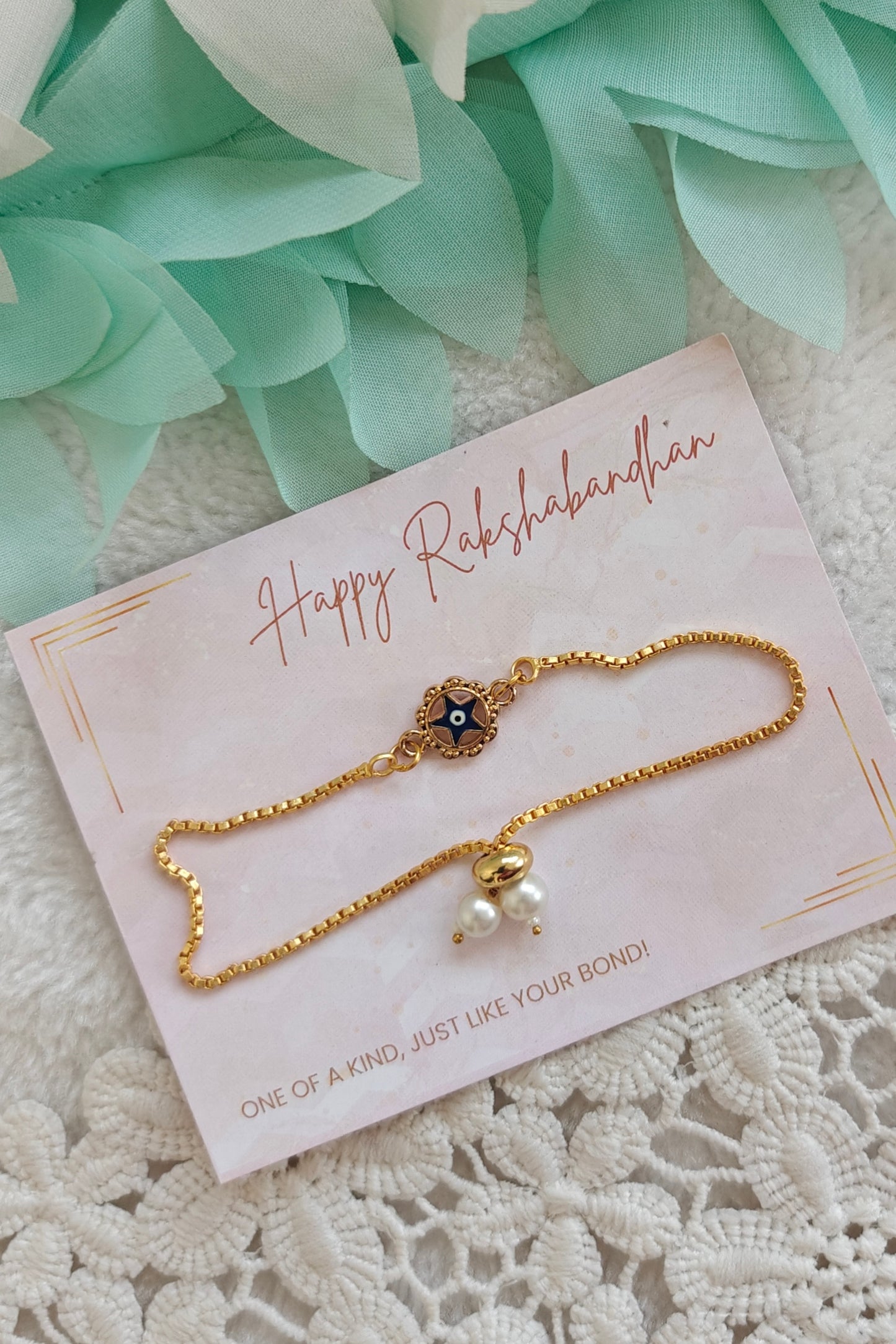 Star Evil Eye Pearl Drop Bracelet