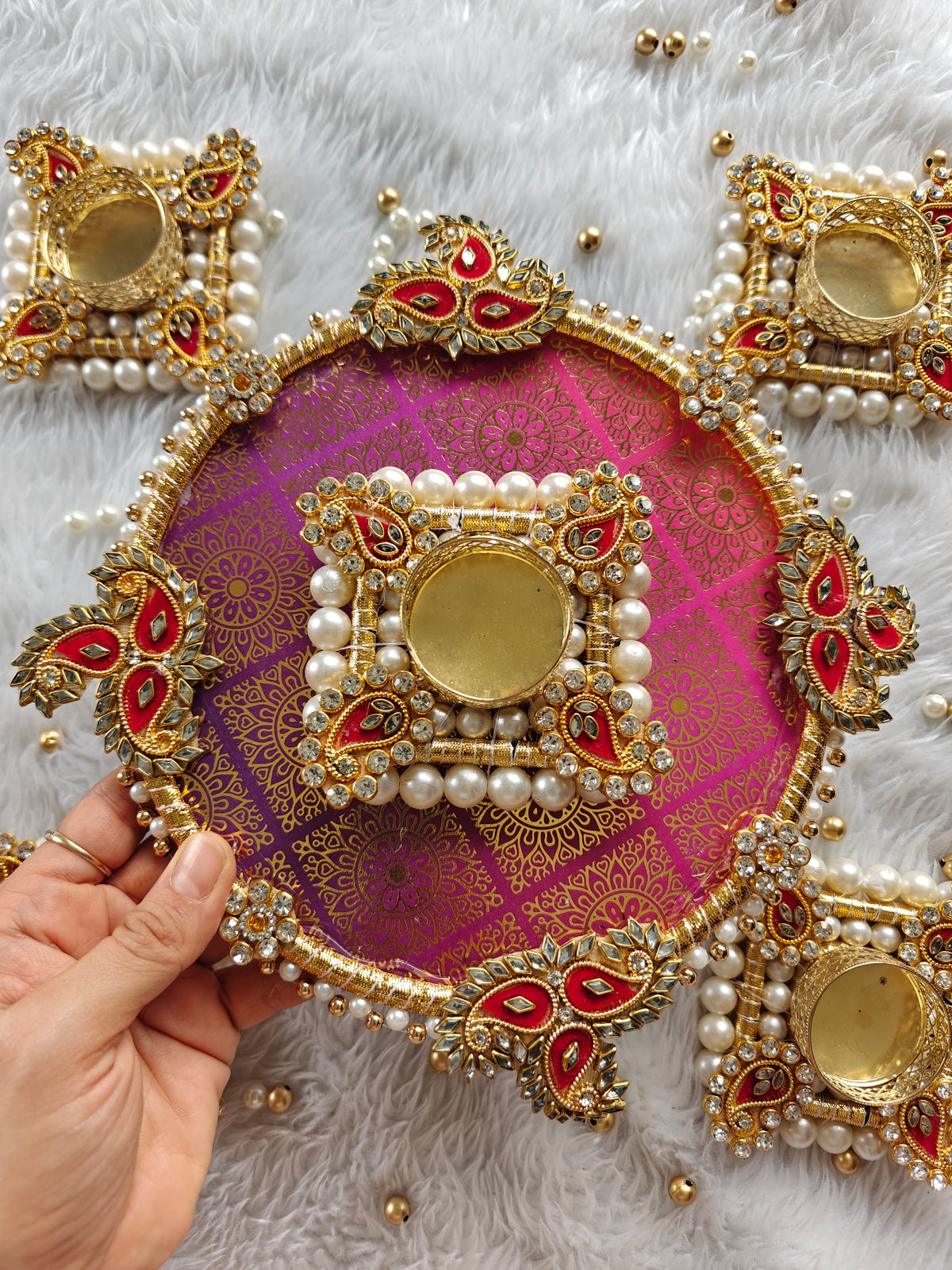 Royal Kundan Diya Rangoli Set – Set of 5
