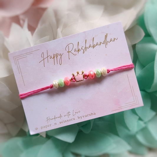 Pastel Crown Beaded Rakhi