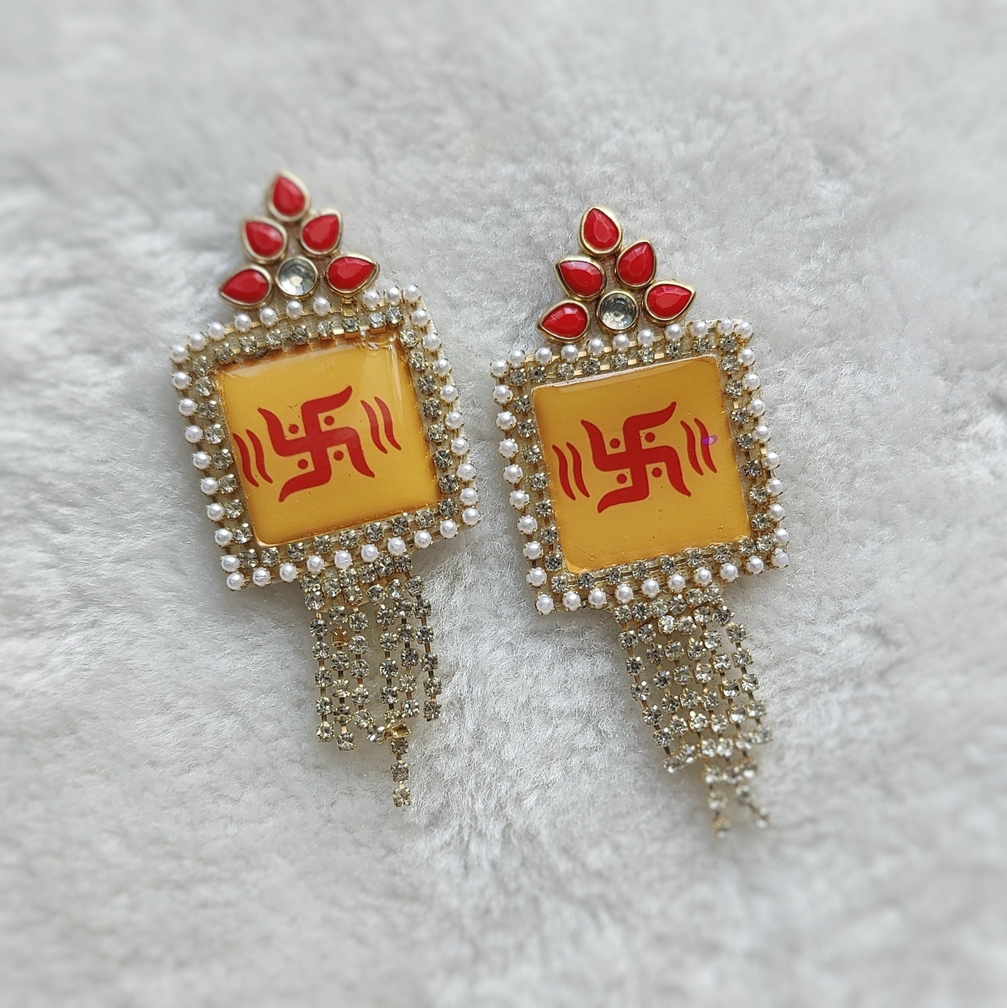 Pearl Swastik Hanging Pair