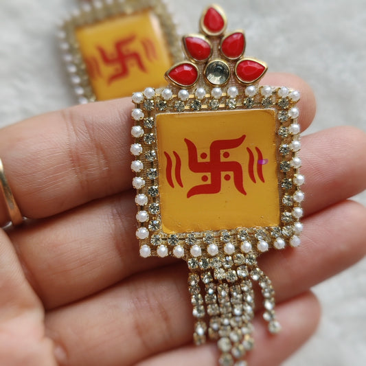 Pearl Swastik Hanging Pair
