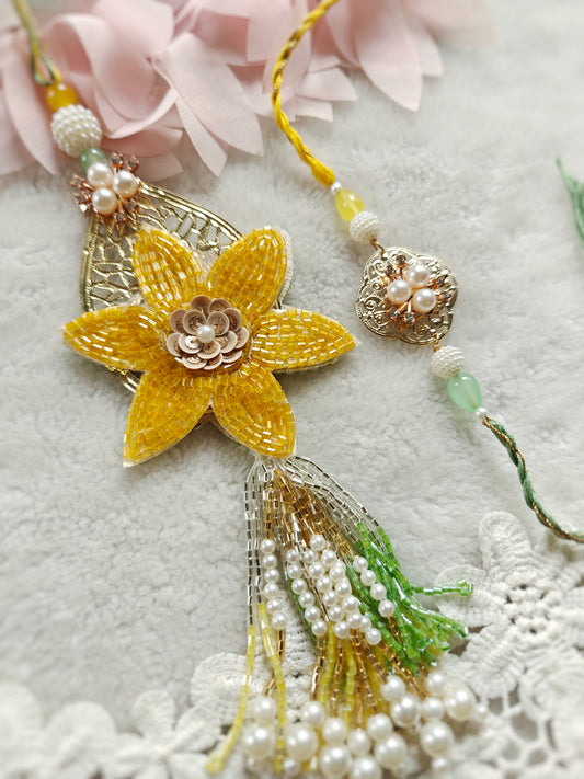 Luxury Bloom Lumba Rakhi Set