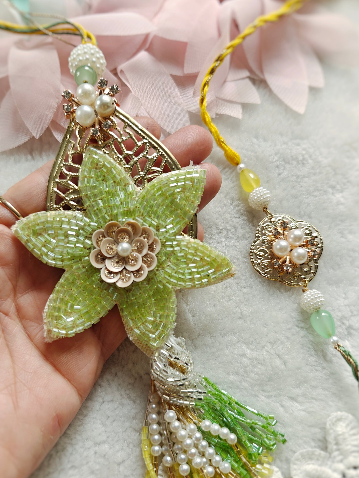 Luxury Bloom Lumba Rakhi Set