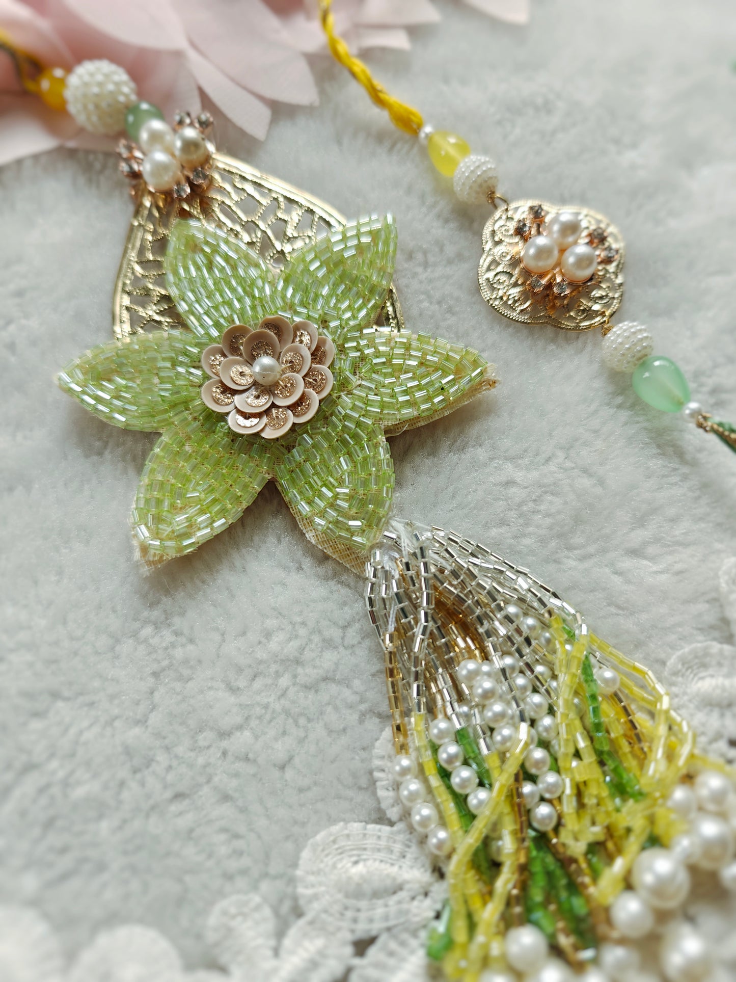 Luxury Bloom Lumba Rakhi Set