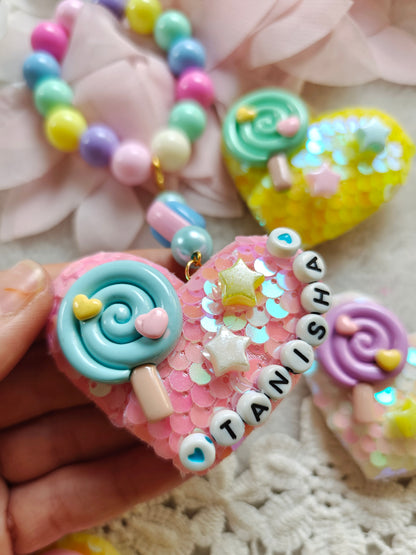 Candy Heart Bag Charm Bracelet