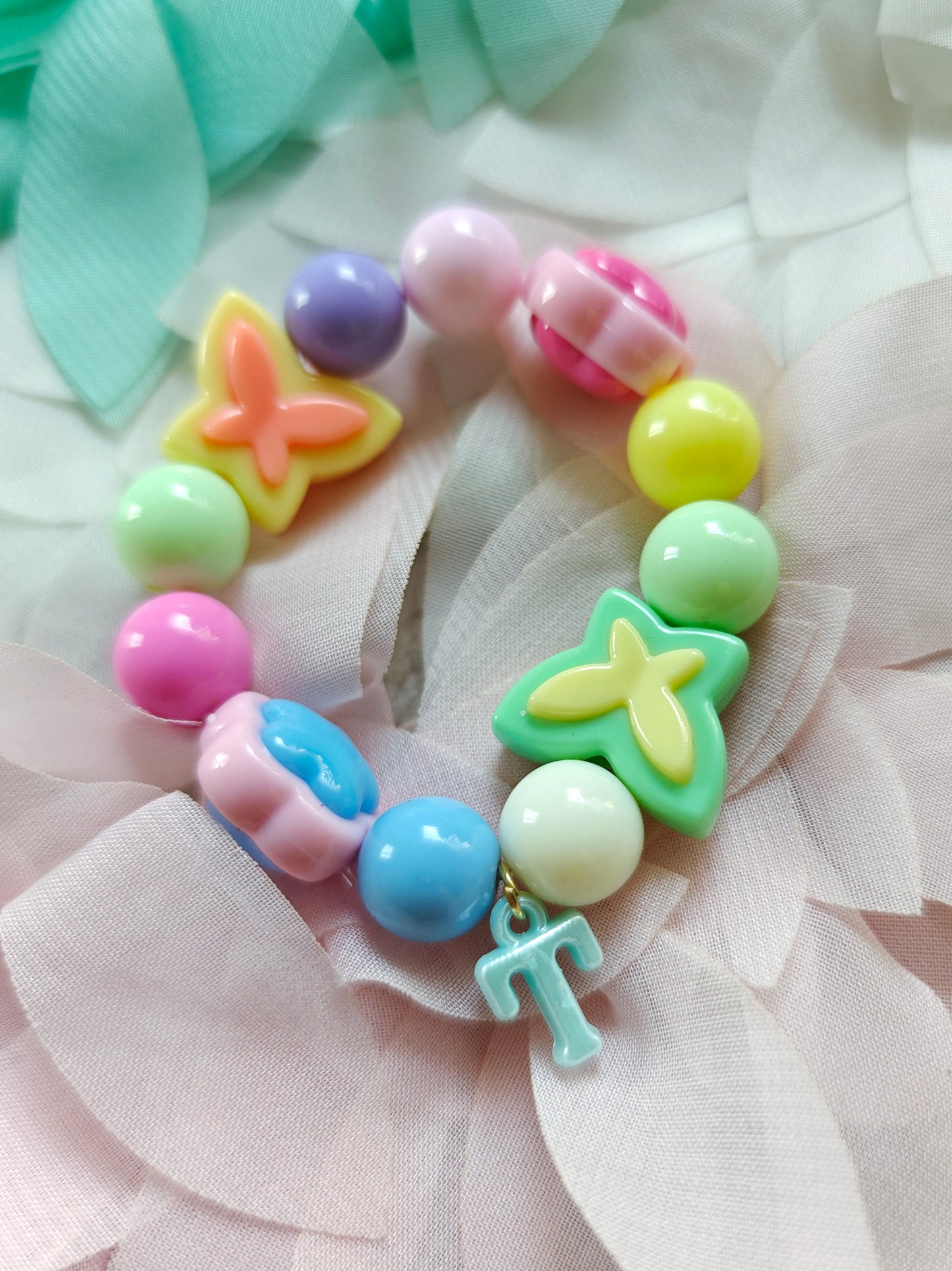 Pastel Butterfly Initial Bracelet